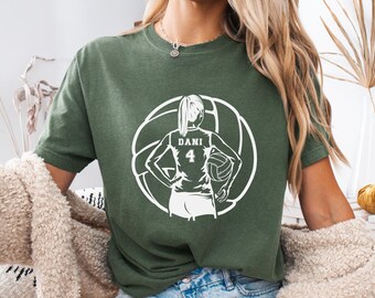 Comfort Colors Custom Volleyball Shirt Girl Volleyball Player Graphic T Shirt Game Day TShirt Volleyball Mom Gift Personalize Volleyball Tee