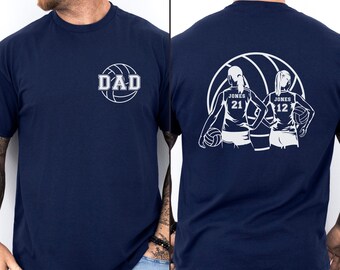 Custom 2 Player Volleyball Dad Shirt Personalized Volleyball Shirt Volleyball Dad T Shirt Volleyball Father's Day Gift Custom Dad Shirt