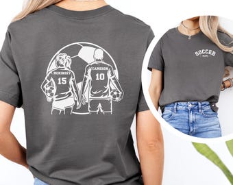 Custom 2 Player Sibling Soccer Mom Shirt 2 Sided Soccer Boy Girl Player Shirt Soccer T Shirt Game Day Shirt Soccer Mom Gift Brother Sister