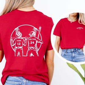 2 Player Baseball Mom Shirt Custom Brother Sister Baseball T-Shirt Baseball Mana Gift Proud Baseball Mama Personalized Boy Girl Baseball Tee