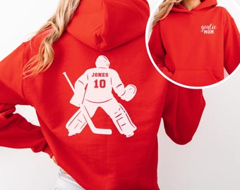 Benutzerdefinierte Hockey Torwart Mama Hoodie Eishockey Sweatshirt Spieltag Hockey Bekleidung Eishockey Mama Geschenk Hockey Mama Torwart Pullover