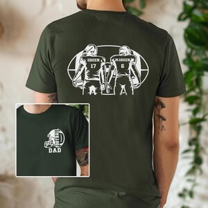 Custom Football 2 Player Dad Shirt 2 Sided Football T Shirt Personalized Football TShirt Football Father&#39;s Day Gift Football Tshirt Men