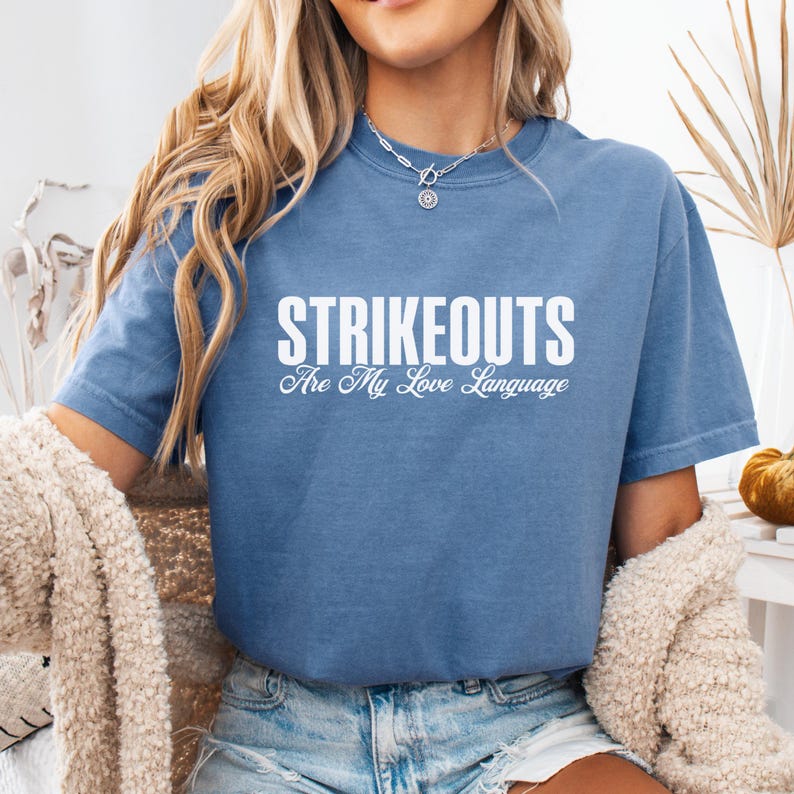 Strikeouts Are My Love Language Shirt, Funny Baseball Tee, Comfort Colors Shirt, Game Day Shirt, Baseball Mom Gift, Softball Pitcher Gift image 7