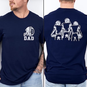 Custom 3 Player Football Dad Shirt 2 Sided Football Shirt Front Back Printed Football Shirt Game Day Shirt Football Dad Gift