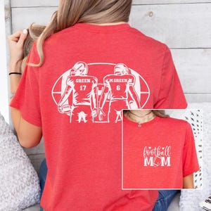 Football 2 Player Mom Shirt Custom 2 Sided Football TShirt Gameday Apparel Football Mom Gift Football Scene T-Shirt Personalized Name Number