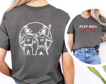 2 Player Baseball Mom Shirt Custom 21Sided Baseball Shirt Game Day Apparel Baseball Mom Gift Proud Baseball Mama Personalized Name Number