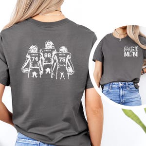 Custom 3 Player Football Mom Shirt 2 Sided Football Shirt Personalized Name Number Shirt Game Day Shirt Football Mama Gift Sports Mom