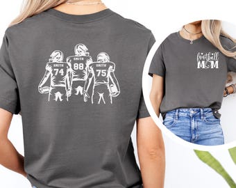 Custom 3 Player Football Mom Shirt 2 Sided Football Shirt Personalized Name Number Shirt Game Day Shirt Football Mama Gift Sports Mom