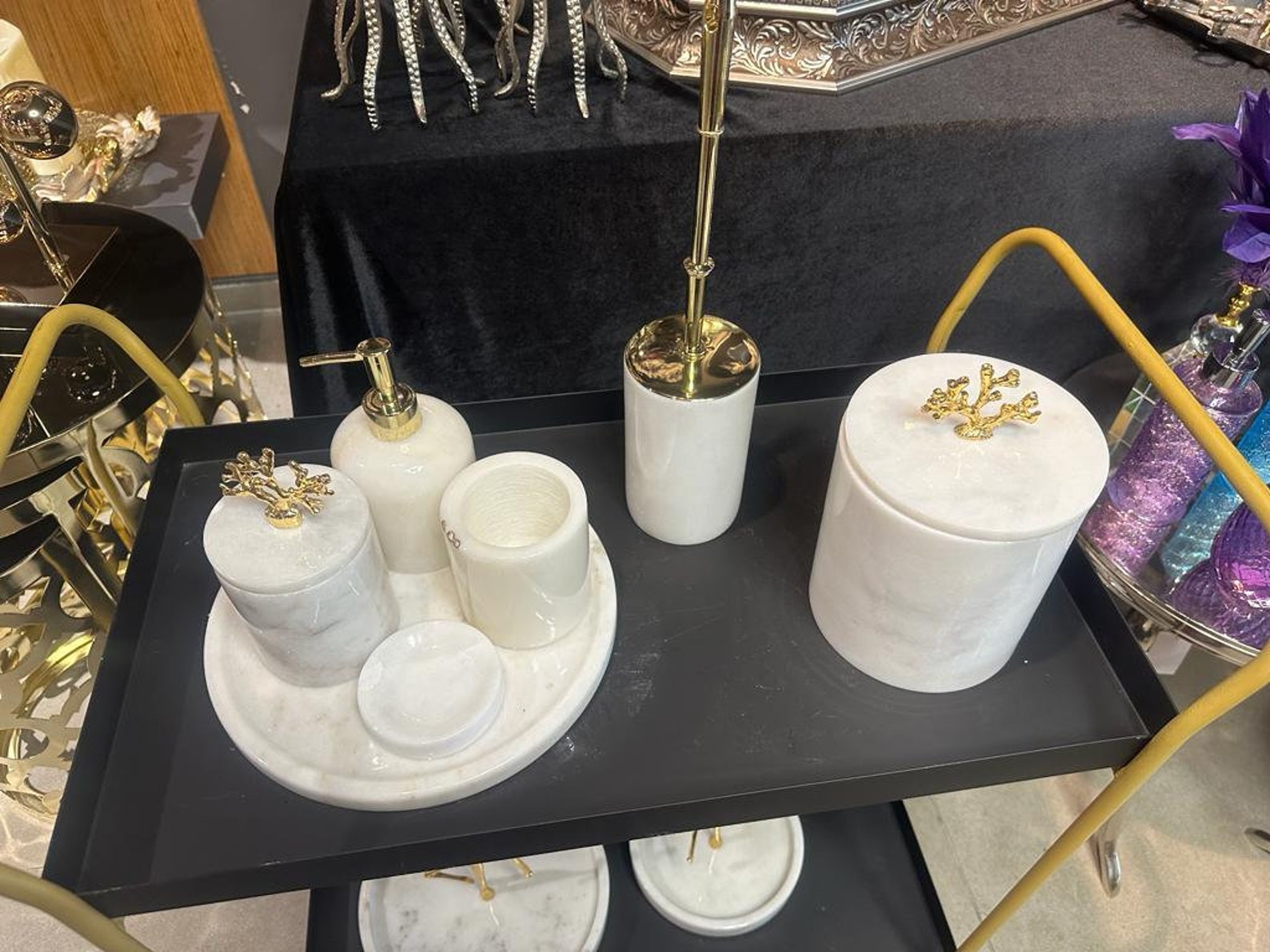 7 Piece Bathroom Set Marble - Etsy
