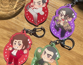 Yakuza Double Sided Acrylic Charm Keychains Kiryu, Ichiban, Majima, Saejima