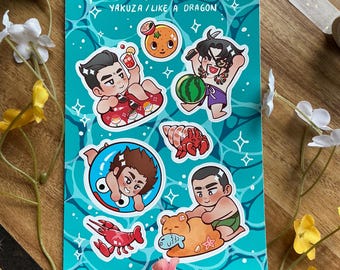 Yakuza Summer Sticker Sheet: Kiryu, Majima, Ichiban - Water Resistant