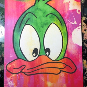 Plucky Duck Art Print – 11x14 Signed Tiny Toon Adventures Poster – 90s Cartoon Duck Fan Art for Animation Collectors