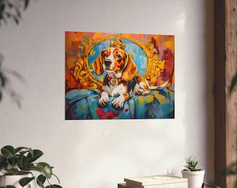 Beagle Puppy Art Print, Regal Dog Art Decor, Royal Dog Art Gifts for Dog Owners, Gifts for Christmas