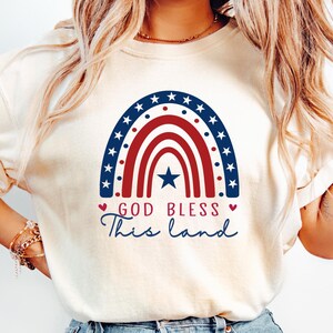 Camiseta cristiana con estampado, camiseta del 4 de julio, camiseta con estampado de fe, camiseta retro de EE. UU., camiseta patriótica