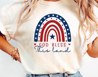 Patriotyczna koszula chrześcijańska, koszulka retro USA, koszula w amerykańskich, komfortowych kolorach, koszulka boho z okazji 4 lipca, koszulka z grafiką wiary