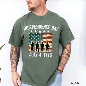 Camiseta vintage del Día de la Independencia de 1776, camiseta con estampado de la bandera de EE. UU. desgastada.
