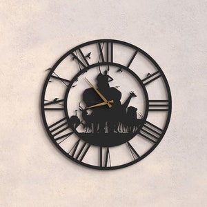 African Wildlife Metal Wall Clock, Unique African Themed Metal Wall Clock, African Safari Theme, Silent Wall Clock for Home and Office, gift