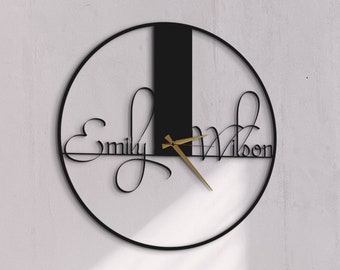 Personalized Large Wall Clock, Modern Wall Clock, Gifts for Wife, Oversize Wall Clock, gift for couple, Gift for him, Customized Couple gift