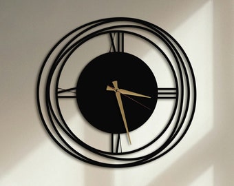 Horloge murale en métal minimaliste, art moderne d’horloge murale surdimensionnée, décoration intérieure au design unique, horloge murale élégante, Wanduhr, Horloge Murale