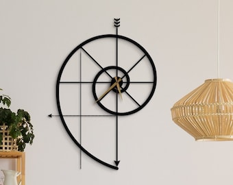 Fibonacci Spiral Wall Clock, Golden Ratio Wall Art, Minimalist Modern Wall Clock, Unique Wall Clock, Decorative Wall Clock, New Home Gift