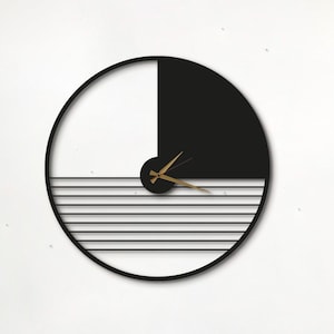 Black Large Metal Wall Clock, Unique Oversize Wall Clock, Silent Modern Wall Clock, Minimalist Wall Clock, Anniversary Gift, Christmas Gift