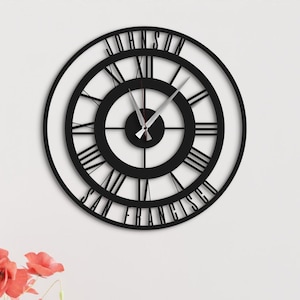 Custom Wall Clock, Personalized Clock, Modern Oversized Metal Wall Clock, Custom Gift, Home Wall Decor, Housewarming Gift Idea