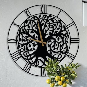 Tree Of Life Wall Clock, Unique Silent Large Metal Clock, Farmhouse Clocks For Wall, Modern wall clock, Christmas Gift, horloge murale