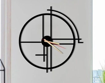 Grande horloge murale en métal noir unique, horloge murale minimaliste, horloge murale élégante, horloge murale surdimensionnée, horloge murale, cadeau de pendaison de crémaillère,