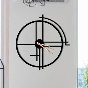 Unique Black Metal Large Wall Clock, Minimalist Wall Clock, Elegant Wall Clock, Oversized Wall Clock Horloge Murale, Housewarming Gift, image 1