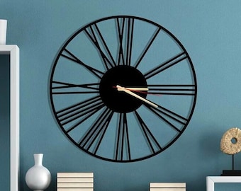 Minimalist Wall Clock, Modern Wall Clock, Silent Metal Wall Clock, Clocks For Wall, Black Wall Clock, Unique Wall Clock, Living Room, gift