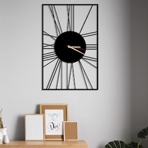 Rectangle Wall Clock Unique, Extra Large Wall Clock, Black Wall Clock, Oversized Rectangle Wall Clock, Metal Large Wall Clock, Wanduhr