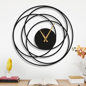 Minimalist Large Wall Clock, Black Unique Wall Clock, Numberless Clock, Housewarming Gift, Christmas Gift, Horloge Murale, Wanduhr