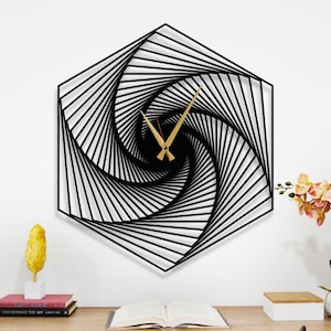 Geometric Wall Clock, Elegant Wall Clock,  Modern Exclusive et  Unique Metal Clock, Abstract Wall Clock, Decorative Clock, Housewarming Gift