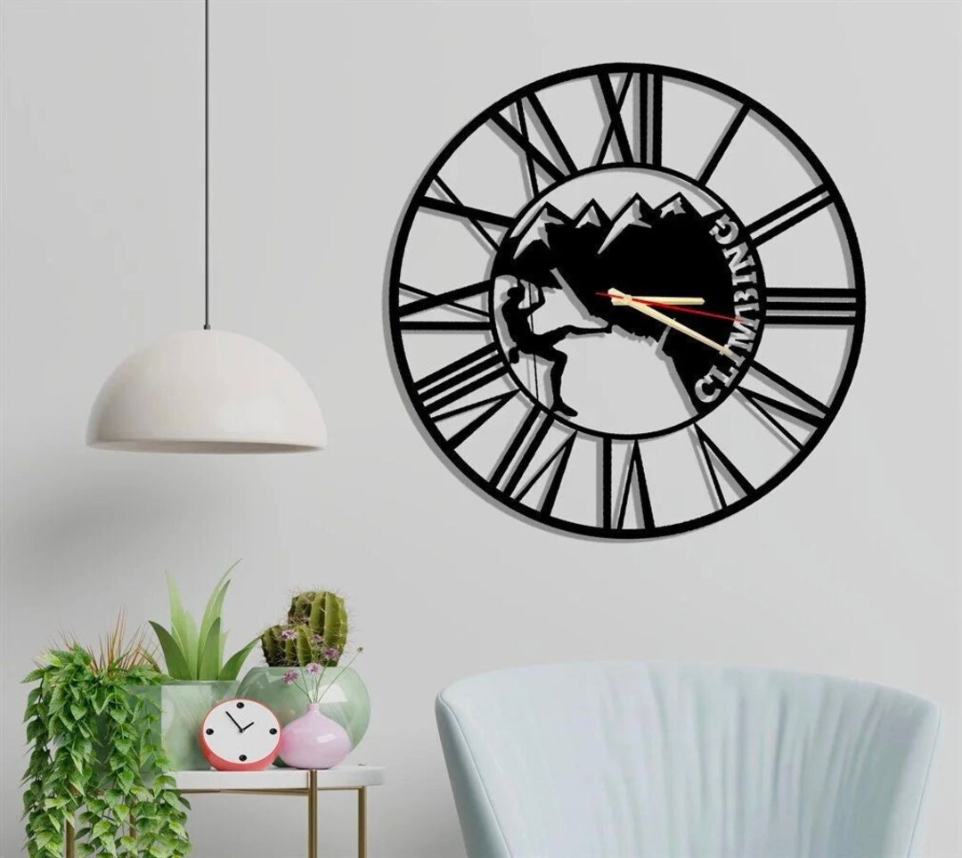 Metal Rock Climbing Wall Clock, Landscape Wall Clock, Mountain Wall Clock, Clim Sport Wall Clock