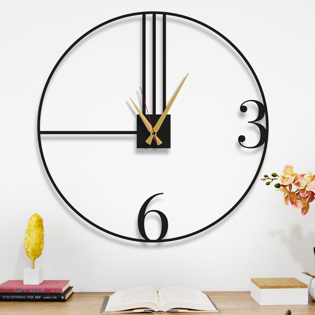 Minimalist Wall Clock, Unique Extra Large Wall Clock, Unique Wall Art ...