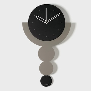 Relógio de parede moderno com pêndulo, design italiano minimalista em ferro, arte geométrica circular, relógio artesanal com mecanismo silencioso