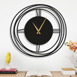 Minimalist Metal Wall Clock, Modern Oversized Wall Clock Art, Unique Design Home Decor, Elegant Wall Clock, Wanduhr, Horloge Murale