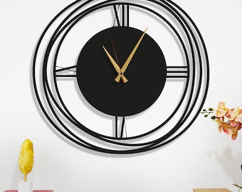 Minimalist Metal Wall Clock, Modern Oversized Wall Clock Art, Unique Design Home Decor, Elegant Wall Clock, Wanduhr, Horloge Murale
