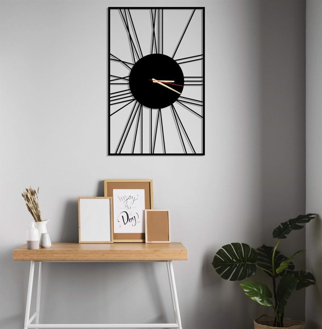 Rectangle Wall Clock Unique, Extra Large Wall Clock, Black Wall Clock
