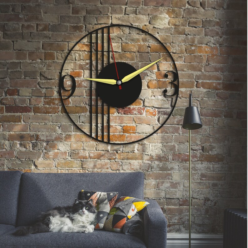 Black Minimalist Clock Boho Wall Clock Living Room Clock - Etsy