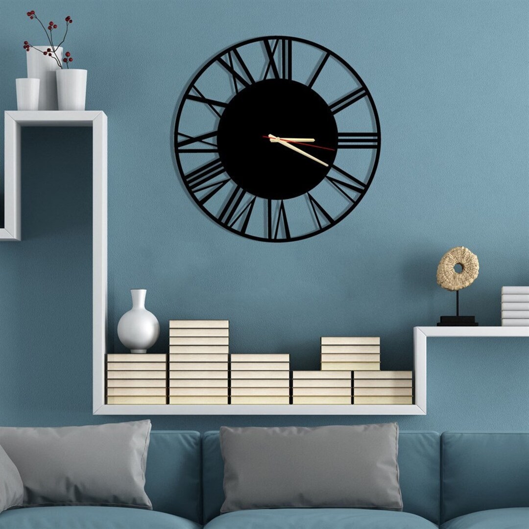 Elegant Large Wall Clock, Black Elegant Silent Oversize Clock, Chic