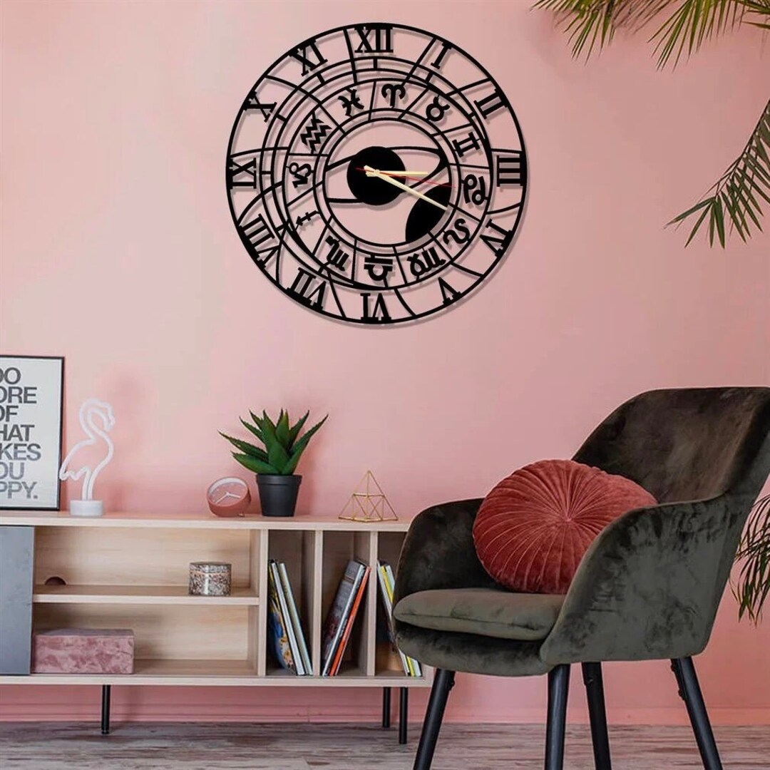 Astrology Metal Wall Clock, Zodiac Signs Wall Clock, Horoscope Metal Wall Clock, Star Signs