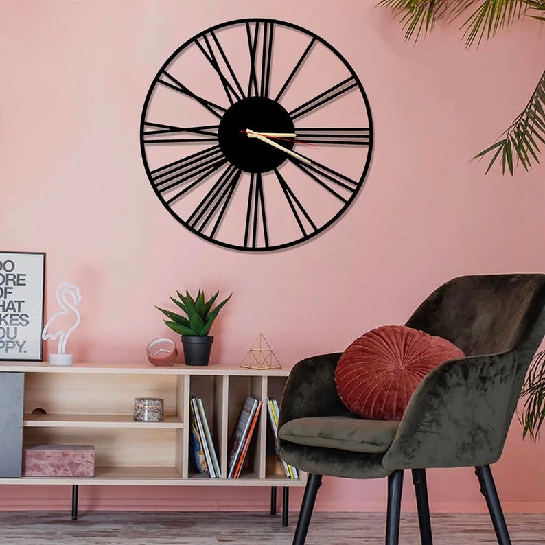 Minimalist Wall Clock, Modern Wall Clock, Silent Metal Wall Clock