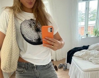 Baby disco ball tee, disco ball t-shirt, year 2000 clothing, trendy top, retro shirt, 90s t-shirt, stockholm y2k style