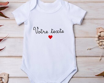 Personalisierter Baby-Body / Text-Herz-Baby-Body / Langarm-Baby-Body / Personalisierter Baby-Body / Baby-Bodys / Baby-Body mit Nachricht