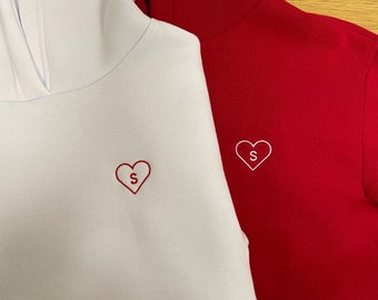 Sweat capuche ou sweat col rond, sweat couple, sweat avec coeur initiale, sweat st valentin, cadeau, sweat mariage, cadeau mariage broderie