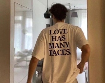 Men's t-shirt "Love has many faces." Y2K VSCO aesthetic t-shirt gift for him/her old money style boy white t-shirt stockholm style