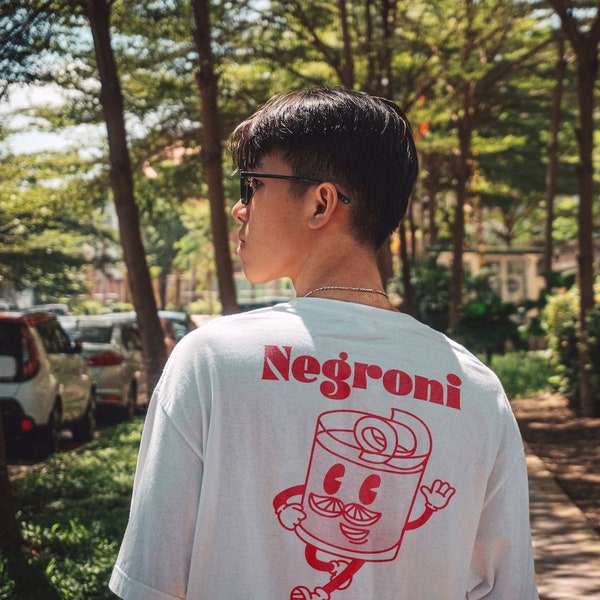 T-shirt mixte « NEGRONI », t-shirt nom de cocktail, t-shirt pour elle, t-shirt pour lui, t-shirt pour apéro, t-shirt en coton