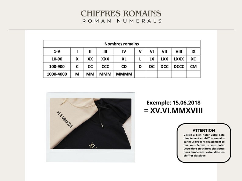 Sweat capuche/col rond pour couple, sweat date de rencontre, st valentin, cadeau, sweat mariage, cadeau mariage broderie, chiffres romains image 10