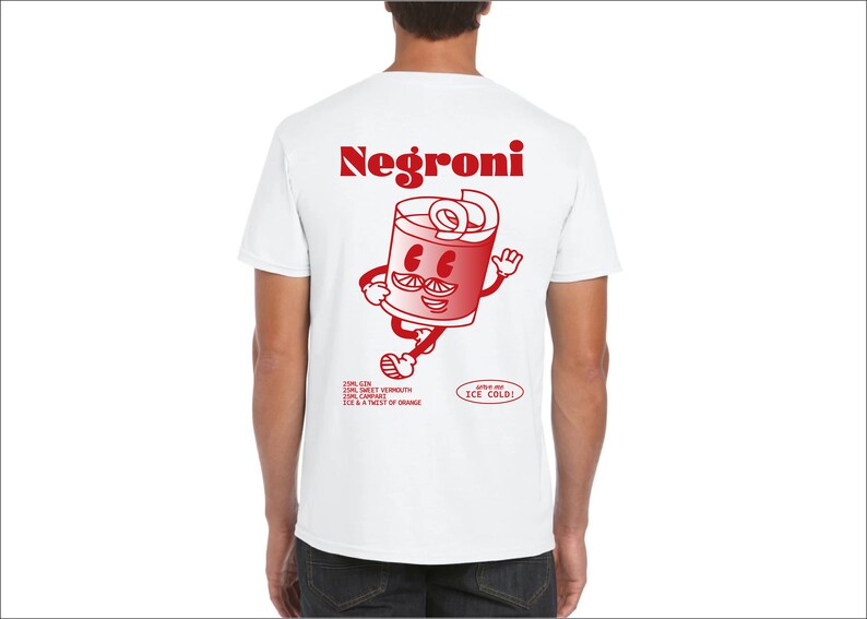 T-shirt mixte NEGRONI, t-shirt nom de cocktail, t-shirt pour elle, t-shirt pour lui, t-shirt pour apéro, t-shirt en coton image 4